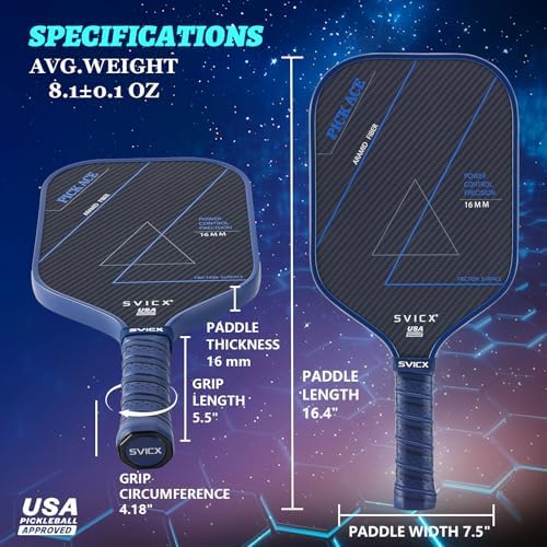 Pickleball Paddles Set of 2, Professional Carbon Fiber, Superior Control and Strong Power, USAPA Approved Pickleball Pad