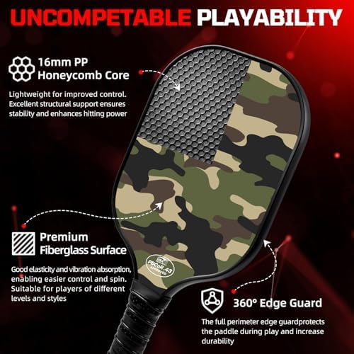 Pickleball Paddles USAPA Approved Lightweight with 4 Balls Traction and Stability California Designed Recycled Material