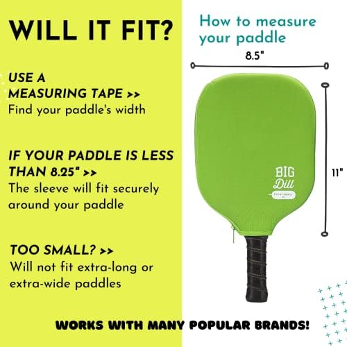 Big Dill Neoprene Pickleball Paddle Cover - Pickleball Paddle Sleeve Only for Players | Travel and Storage Protection