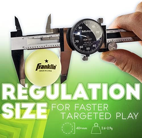 Franklin Sports Ping Pong Balls Official Size Weight White 40mm Table Tennis Durable High Performance 12 Count Pack of 1