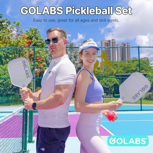 GOLABS PB1 Pickleball Paddles Set of 2 Durable Fiberglass Surface USAPA Approved 8oz Lightweight Comfort Anti-Slip Elong