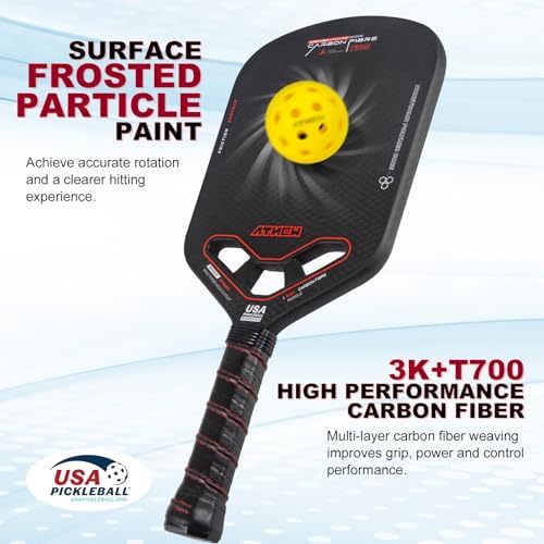 3K Carbon Fiber Pickleball Paddle T700 for Competitive Players in USA APA Approved | Aerodynamic Throat Edgeless 16MM T