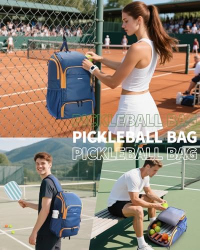 Pickleball Bag Sports Pickleball Backpack with Shoe Compartment Large Men Women Patent Pending