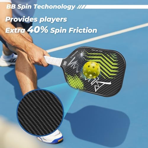 Professional Carbon Fiber Pickleball Paddle - USAPA Approved for Higher Spin & Grit, BlueBean | USAPA Approved Carbon F
