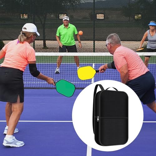 Pickleball Paddle Cover with Pocket Fits 2 Paddles & 4 Balls - Extra Storage Space Zipper Closure Waterproof Material
