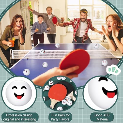 ShinyRelief 24 PCS Novelty Face Table Tennis Balls for All Golfers as Christmas Birthday Gift Fun Table Tennis Accessori