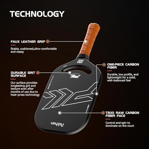 Professional Raw Carbon Fiber Pickleball Paddle for Power & Control, USAPA Approved T300 Pickleball Racket, Polymer Hone