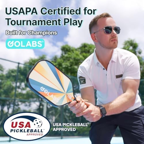 GOLABS PB1 Pickleball Paddles Set of 2 Durable Fiberglass Surface USAPA Approved 8oz Lightweight Comfort Anti-Slip Elong