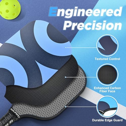 USAPA Approved Graphite Carbon Fiber Pickleball Paddles Set of 4 for Men Women, Polypropylene Honeycomb Core, Cushion |7