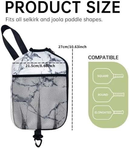 Pickleball Paddle Cover With Hook and Handle, Neoprene Material, Protection and Portability, Players, Travel, Durable an