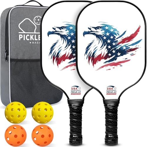 Pickleball Paddles USAPA Approved Lightweight with 4 Balls Traction and Stability California Designed Recycled Material