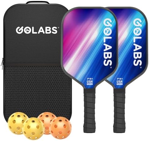 GOLABS PB1 Pickleball Paddles Set of 2 Durable Fiberglass Surface USAPA Approved 8oz Lightweight Comfort Anti-Slip Elong