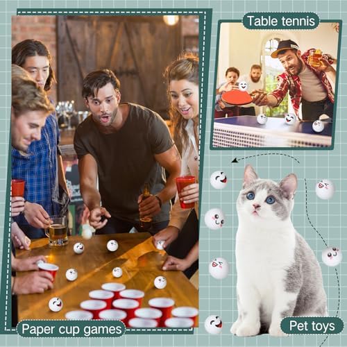 ShinyRelief 24 PCS Novelty Face Table Tennis Balls for All Golfers as Christmas Birthday Gift Fun Table Tennis Accessori