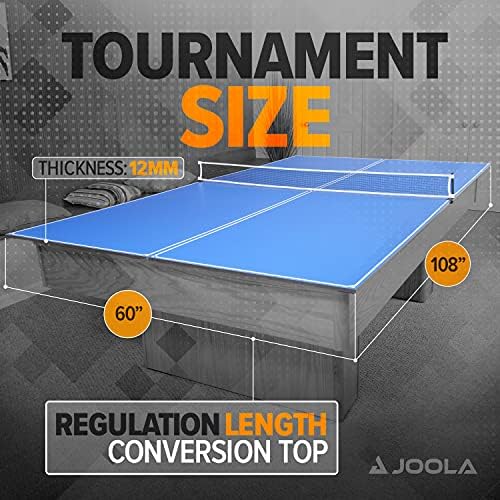 JOOLA Regulation Ping Pong Table Top with Net for Pool Tables - Converts Billiards to Ping Pong - Includes Foam Padding
