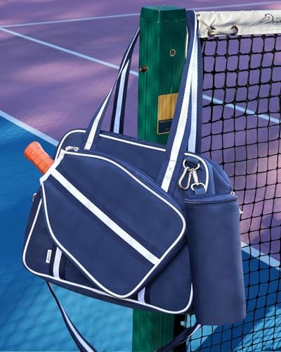 Pickleball Tote Bag for Women & Men with Paddle Cover Pocket External Ball Bag and Adjustable Shoulder Strap Fence Hook