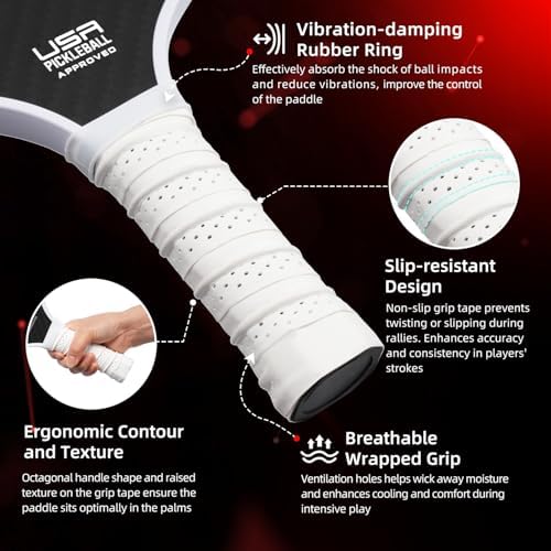 Pickleball Paddles USAPA Approved Lightweight with 4 Balls Traction and Stability California Designed Recycled Material