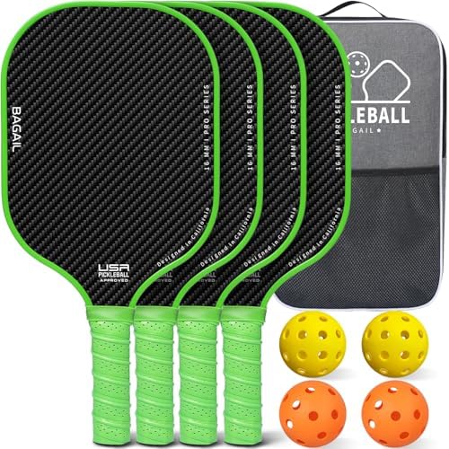 Pickleball Paddles USAPA Approved Lightweight with 4 Balls Traction and Stability California Designed Recycled Material