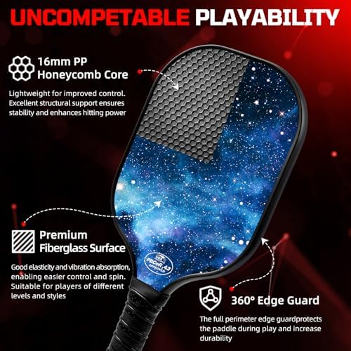 Pickleball Paddles USAPA Approved Lightweight with 4 Balls Traction and Stability California Designed Recycled Material