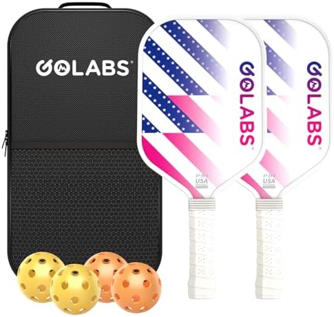 GOLABS PB1 Pickleball Paddles Set of 2 Durable Fiberglass Surface USAPA Approved 8oz Lightweight Comfort Anti-Slip Elong