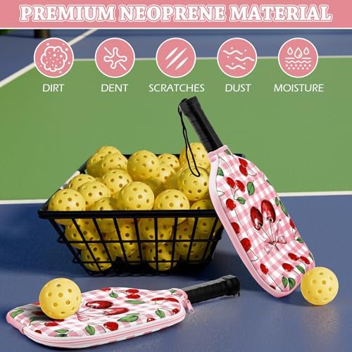 Pickleball Paddle Cover Neoprene Racket Sleeve with Zipper Compatibility Men Women