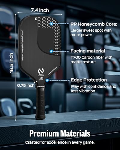 USAPA Approved Graphite Carbon Fiber Pickleball Paddles Set of 4 for Men Women, Polypropylene Honeycomb Core, Cushion |7