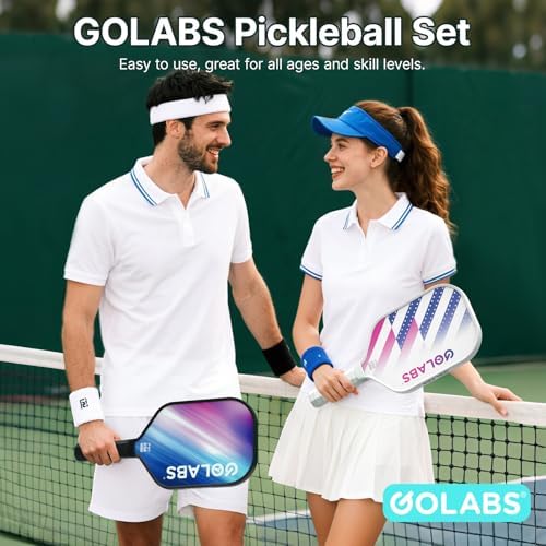 GOLABS PB1 Pickleball Paddles Set of 2 Durable Fiberglass Surface USAPA Approved 8oz Lightweight Comfort Anti-Slip Elong