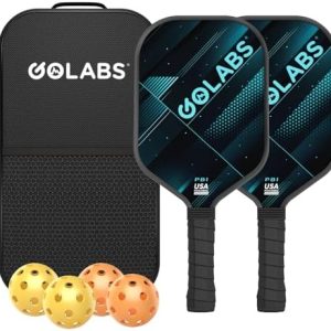 GOLABS PB1 Pickleball Paddles Set of 2 Durable Fiberglass Surface USAPA Approved 8oz Lightweight Comfort Anti-Slip Elong