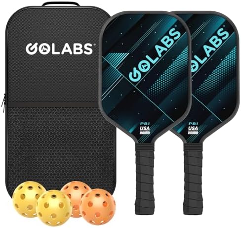 GOLABS PB1 Pickleball Paddles Set of 2 Durable Fiberglass Surface USAPA Approved 8oz Lightweight Comfort Anti-Slip Elong