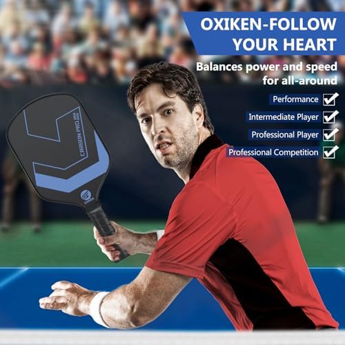 OXIKEN 10/13/16 mm Pickleball Paddles, T700 Carbon Fiber, High Grit & Spin, 5.5” Elongated Handle OXIKEN 10/13/16 mm Pi