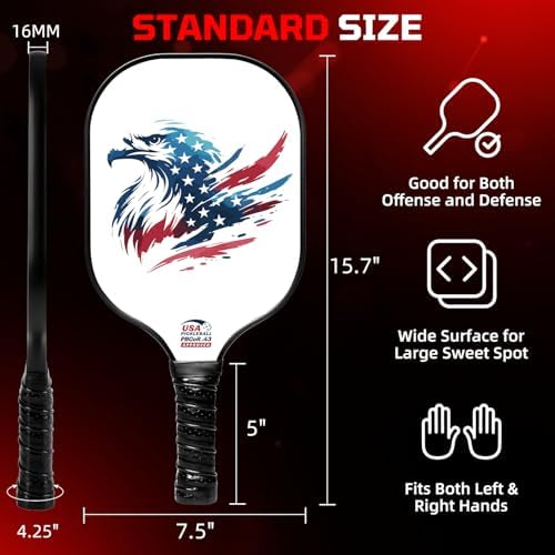 Pickleball Paddles USAPA Approved Lightweight with 4 Balls Traction and Stability California Designed Recycled Material