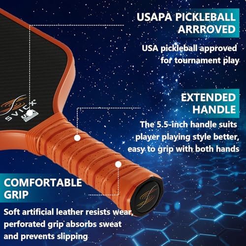 Pickleball Paddles Set of 2, Professional Carbon Fiber, Superior Control and Strong Power, USAPA Approved Pickleball Pad
