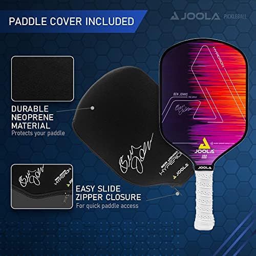 JOOLA Ben Johns Hyperion Pickleball Paddle - Carbon Fiber Surface for Increased Power and Spin - Elongated Grip Handle