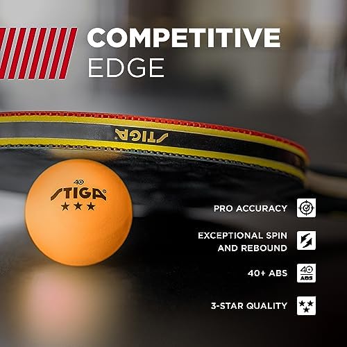 Stiga 3-Star Table Tennis Balls + Rubber Coated + High Durability + Amateur Players + Practice Sessions + 48 Pack + Best