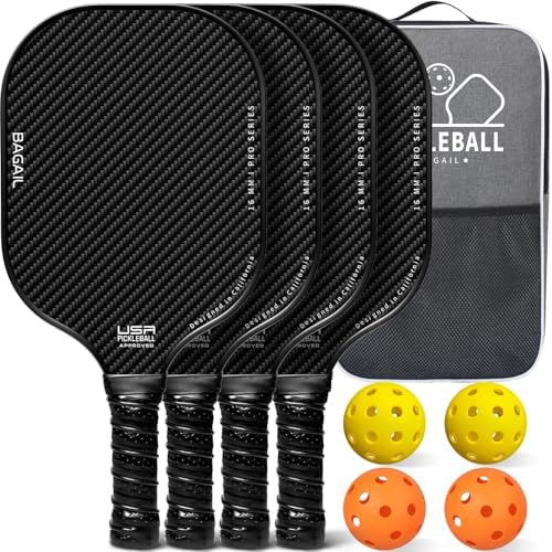 Pickleball Paddles USAPA Approved Lightweight with 4 Balls Traction and Stability California Designed Recycled Material