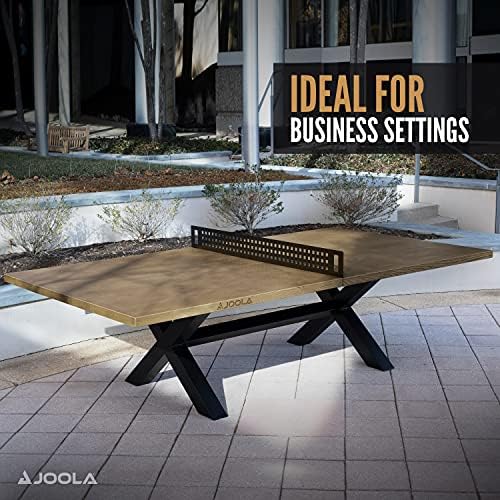 JOOLA Multi Use Outdoor Table Tennis Table - Concrete Wood Look - Indoor Outdoor - Conference Table Dining Table Include