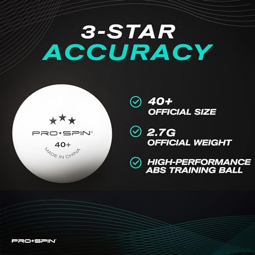 Pro-Spin 3-Star Premium White Ping Pong Balls - High-Performance 40+ ABS | Ultimate Durability for Indoor & Outdoor Play