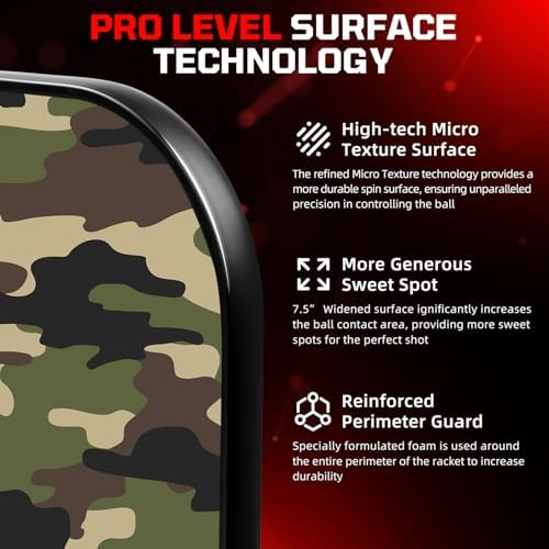 Pickleball Paddles USAPA Approved Lightweight with 4 Balls Traction and Stability California Designed Recycled Material