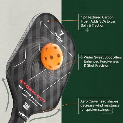 Pickleball Paddle T700 Raw Carbon Fiber Surface 16mm STR-Core Power Polymer Core Premium Pickle Ball Racket USAPA Approv