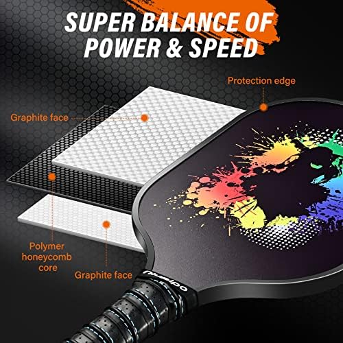 USAPA Approved Graphite Carbon Fiber Pickleball Paddles Set of 4 for Men Women, Polypropylene Honeycomb Core, Cushion |7