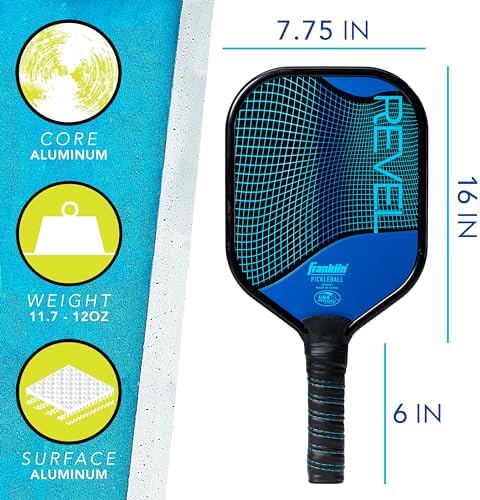 Franklin Sports Revel Aluminium Core Pickleball Paddle, USAPA Approved, Dual Plated Design, Non-Slip Grip, Blue, 340 Gra