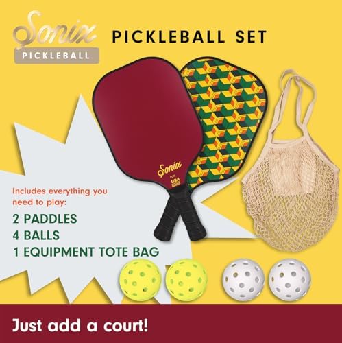 Sonix USAPA Approved Pickleball Paddles Set of 2 for Adults | Fiberglass Surface Pickleball Set with 2 Rackets, 4 Balls,