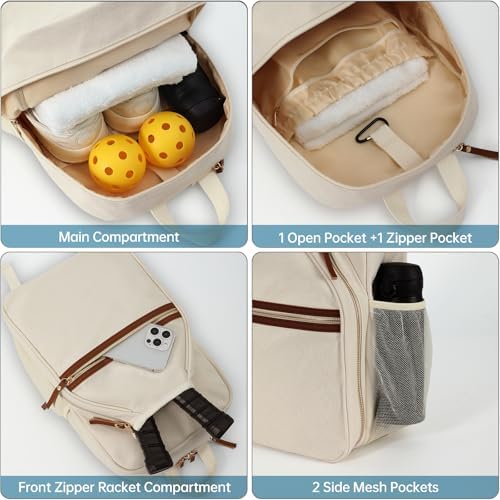 DYSHAYEN Pickleball Backpack for Women, Pickle Ball Paddle Bag Fits 2 Paddles, Perfect Hydration Backpack for Women Pick