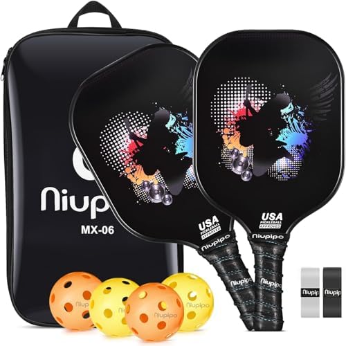USAPA Approved Graphite Carbon Fiber Pickleball Paddles Set of 4 for Men Women, Polypropylene Honeycomb Core, Cushion |7
