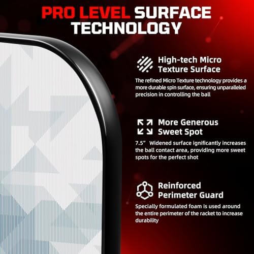 Pickleball Paddles USAPA Approved Lightweight with 4 Balls Traction and Stability California Designed Recycled Material