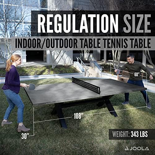 JOOLA Multi Use Outdoor Table Tennis Table - Concrete Wood Look - Indoor Outdoor - Conference Table Dining Table Include