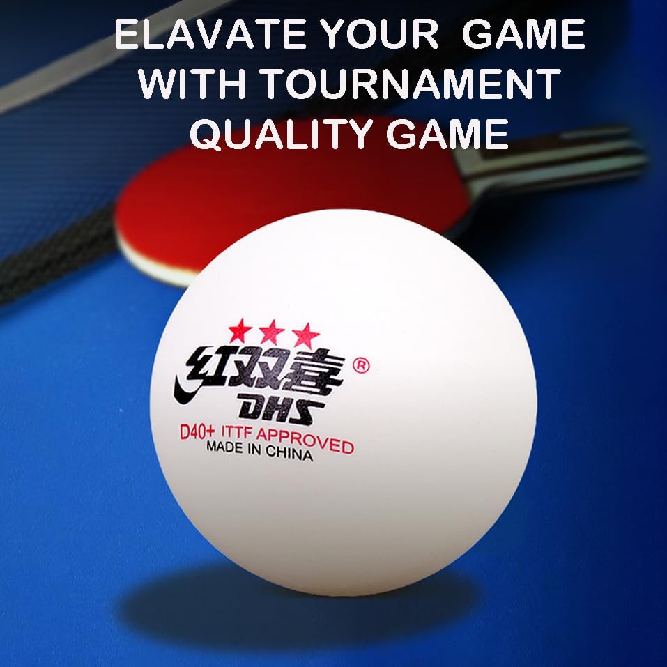 Double Happiness DHS 3-Star Table Tennis Balls for Professionals in Tournaments Perfect Sphere Perfect Spin and Excellen