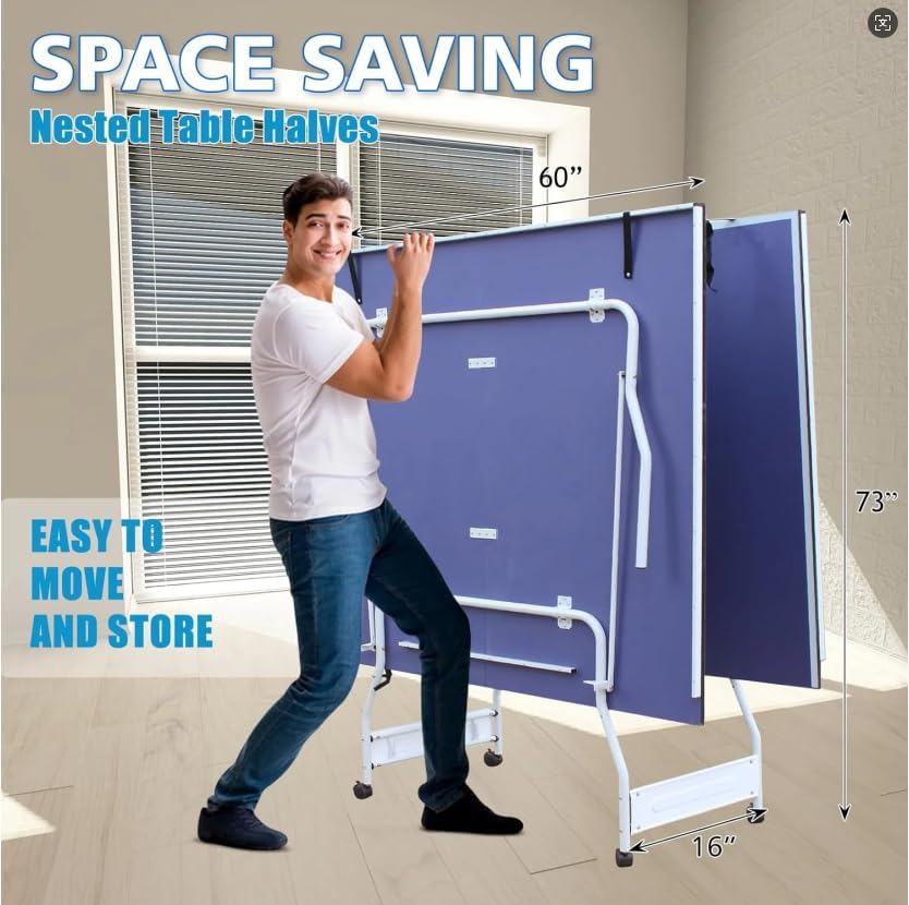 Table Tennis Table Foldable MDF Multi-Use, |5FT/6FT/9FT for Kid Teenager Adult