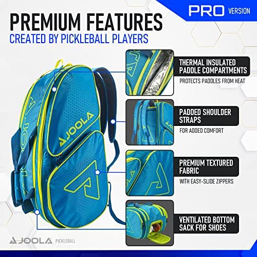 JOOLA Tour Elite Pro Pickleball Bag – Durable Backpack & Duffle Bag for Paddles & Accessories – Thermal Insulated Pocket