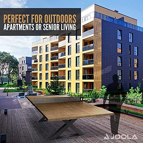 JOOLA Multi Use Outdoor Table Tennis Table - Concrete Wood Look - Indoor Outdoor - Conference Table Dining Table Include