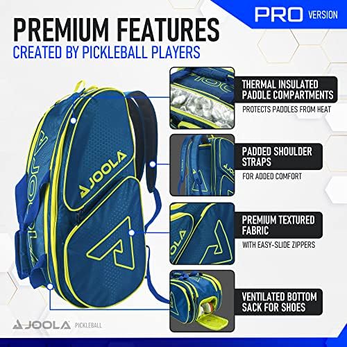 JOOLA Tour Elite Pro Pickleball Bag – Durable Backpack & Duffle Bag for Paddles & Accessories – Thermal Insulated Pocket
